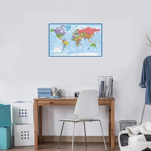 Laminated World Map & US Map Poster Set - 18" x 29" - Wall Chart Maps of the World & United States - Made in the USA - (LAMINATED, 18" x 29") thumbnail 8