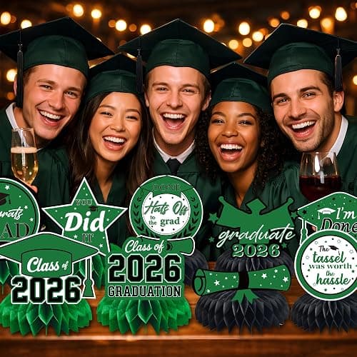 Graduation Decorations 2026 - Green Graduation Honeycomb for Table Centerpiece | Graduation Party Decorations Class of 2026,Table Toppers for Graduation Party Favors Supplies Indoor Outdoor thumbnail 6