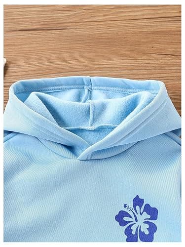 COZYEASE Girl's Floral Graphic Hoodie Long Sleeve Hooded Neck Sweatshirt Pullovers with Pocket thumbnail 3