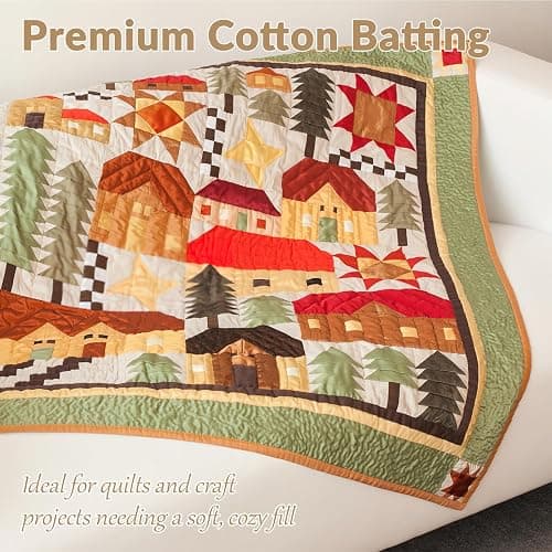 47" x 59" 100% Natural Cotton Quilt Batting, Breathable Crib Size Batting | 200 g/m², Lightweight, for Quilting Potholders, Needle Friendly Seamless Filling for Sewing Crafts thumbnail 7