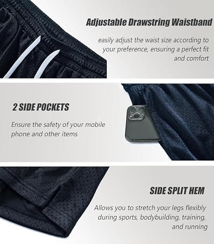 Waghaw Mens Mesh Shorts 6Inch/9Inch Inseam Mens Athletic Shorts Breathable Fabric for Gym and Workouts thumbnail 3
