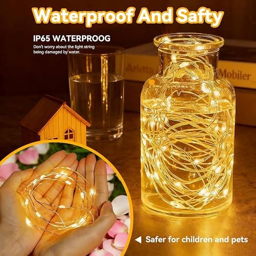 Twinkle Fairy Lights 8 Modes with Remote and Timer 33ft 100LED | USB Plug in String Lights Waterproof String Lights for Bedroom Indoor Wreath Party Wedding Christmas Decoration, Warm White thumbnail 4