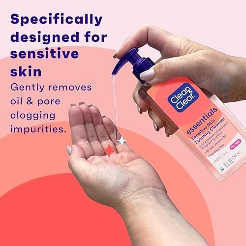 Clean & Clear Essentials Oil-Free Foaming Facial Cleanser, Daily Foaming Face Wash with Pro-Vitamin B5 for Sensitive Skin, Gently Removes Oil & Pore-Clogging Impurities, Fragrance-Free, 8 fl oz thumbnail 2
