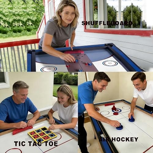6 in 1 Multi Game Table Folding Pool Table, Billiard, Hockey, Table Tennis, Bowling, Shuffle Board and Tic Tac Toe with All Accessories thumbnail 6