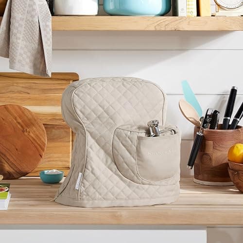 KITCHENAID Fitted Tilt-Head Stand Mixer Cover with Storage Pocket, Quilted 100% Cotton,14.4"x18"x10", Milkshake thumbnail 2