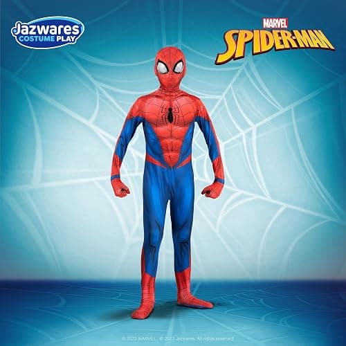 Marvel Spider-Man Official Youth Deluxe Zentai Costume - Deluxe Two-Way Stretch Spandex with Invisible Zippers and Wrist Openings for Added Convenience (M) thumbnail 6