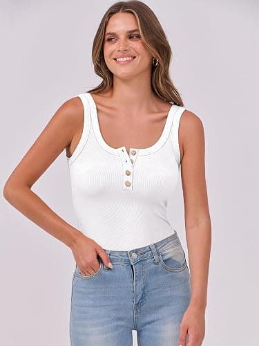 ANRABESS Tank Tops for Women Summer Basic Ribbed Henley Slim Fitted Sleeveless Cami Shirts Button Up Workout Casual Outfits thumbnail 4
