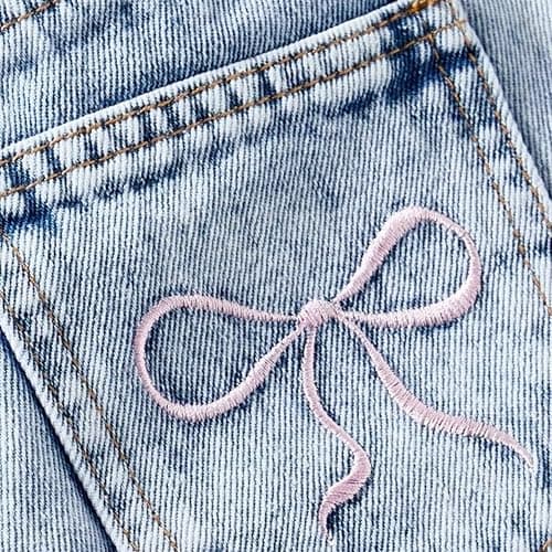 Bow Jeans for Girls Wide Leg Baggy Denim Pants Cute High Waisted Trousers Kids Casual Y2k Streetwear with Pockets 8-16Y thumbnail 6