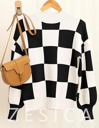 ZESICA Women's 2025 Fall Fashion Turtleneck Long Sleeve Striped Ribbed Knit Loose Pullover Sweater Tops thumbnail 7
