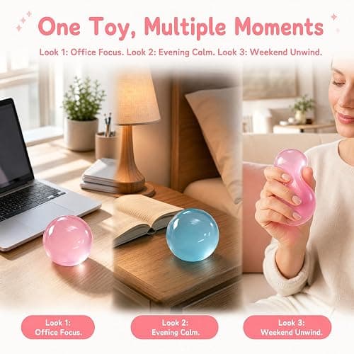 2pcs Coconut Oil Squishy, Shapeable Slow Rising Fidget Toy, Non-Sticky Sensory Stress Ball, Odorless Desk Accessory for Adults, Portable Squeeze Toy for Office and Home (Blue+Pink) thumbnail 5