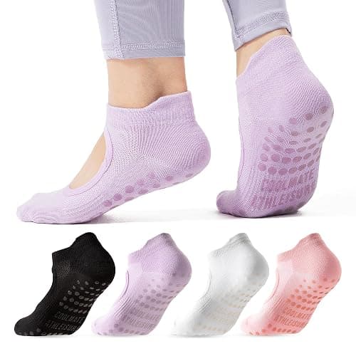 CoolMate Pilates Socks with Grips for Women, Yoga Socks, Crew Non Slip Women for Barre, Pilates Gifts - Image 1