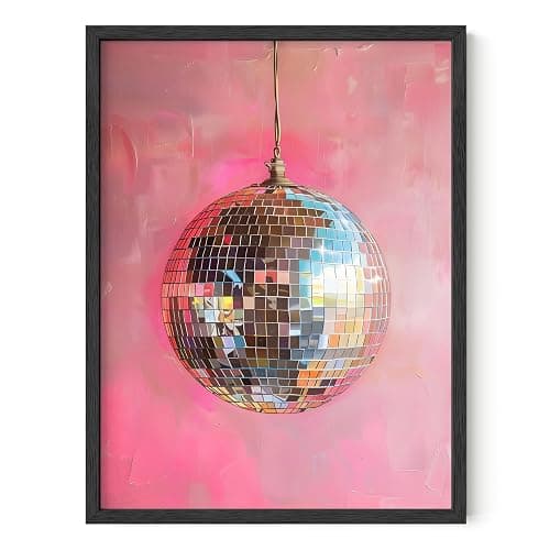 HAUS AND HUES Dorm Wall Art - Cool Wall Art Poster for Girls Dorm Room, Cute Girly Picture for Bedroom, Aesthetic Dorm Print (Disco Ball, Unframed, 12x16) - Image 1