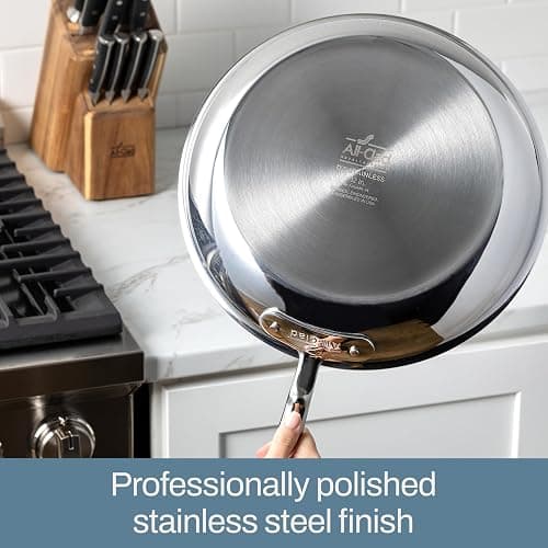 All-Clad D3 3-Ply Stainless Steel Sauté Pan 4 Quart Induction Oven Broiler Safe 600F Pots and Pans, Cookware Silver thumbnail 7