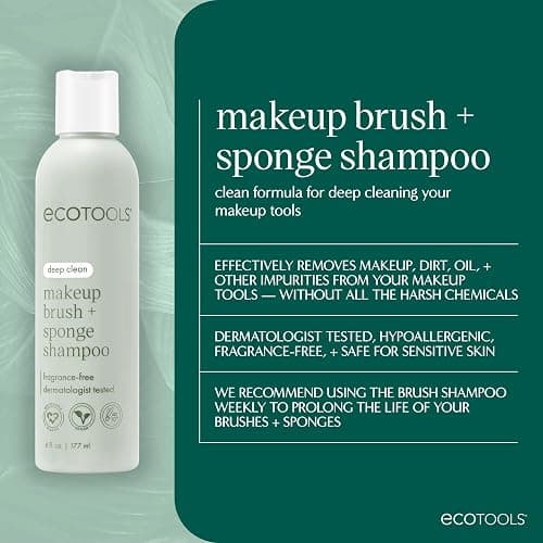 EcoTools Makeup Brush Cleansing Pad + Deep Clean Shampoo Bundle, Brush Cleaner Mat & Makeup Brush Cleanser For Deep Cleaning Tools, Clean Formula, Cruelty-Free, & Vegan, 2 Piece Set - Shampoo, 2 Piece Set thumbnail 5