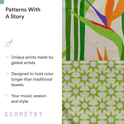 GEOMETRY Spring Kitchen Towels - Quick Dry Microfiber Cloth Spring & Summer Dish Towels for Kitchen Drying - Premium Quick Dry Towel - Paradise Play, 18" x 30" - 2-Pack thumbnail 7