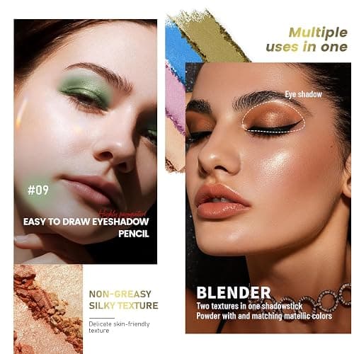 Melsintern Coffee Brown Dual Ended Eyeshadow Stick 12 Colors Matte and Shimmer Waterproof Long Lasting Creamy Eyeshadow Pencil for Smokey Eye Natural Everyday Makeup thumbnail 3