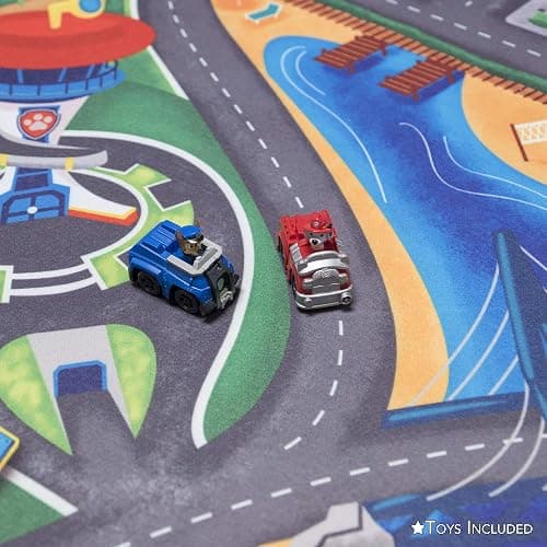 Gertmenian Nickelodeon Paw Patrol Town Tower Interactive Rug Includes 2x Cars feat. Chase and Marshall Suitable for Classroom, Nursery, Bedroom, or Play Area 40x54in Medium, 32500 thumbnail 3