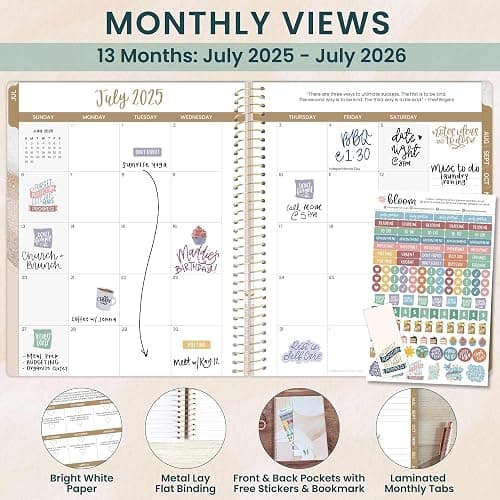 bloom daily planners 2025-2026 (8.5" x 11") Academic Year Day Planner (July 2025 - July 2026) - Aesthetic Weekly & Monthly Dated Agenda Organizer with Stickers - Brushed Beige thumbnail 2
