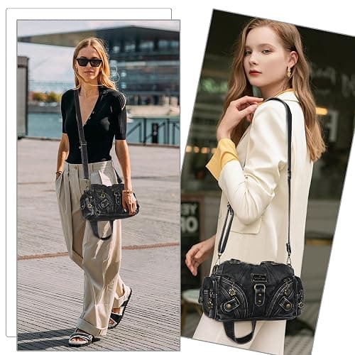 Angel Kiss Purses for Women Small Hobo Shoulder Bags Vagen Leather Multi-Pocket Tote Bag with Zipper thumbnail 8