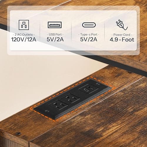 HOOBRO End Table Set of 2 with Charging Station, Bedside Table with 2 Drawer & USB Ports & Type-C Port, Nightstand for Small Spaces, Stable and Sturdy, for Living Room, Rustic Brown BF43UBZP201 thumbnail 8