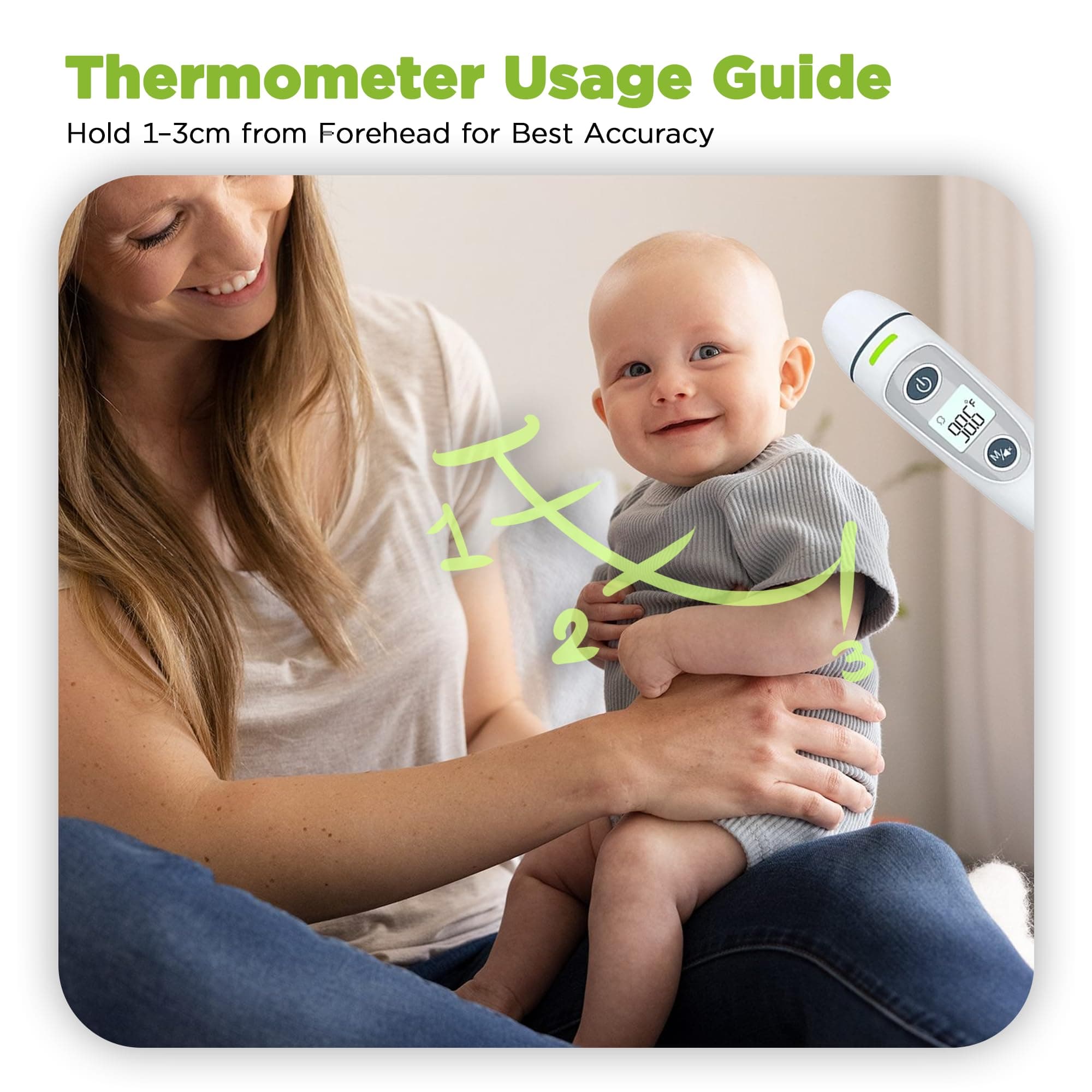 Forehead and Ear Thermometer, No Touch Digital Infrared Thermo Meter for Baby, Adult and Whole Family Multifunction Quick Accurate Reading, Fever Alarm, Record Memory, TGA ARTG No. 353751 thumbnail 7