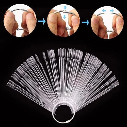 400 Tips Clear Nail Swatches Sticks Nail Art Supplies for Nail Art Polish Display and Home DIY Transparent Nail Practice Tips Sample Sticks Color Display Board Accessories with Ring thumbnail 5