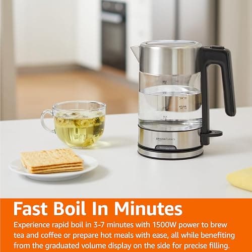 Amazon Basics Electric Kettle with Glass Carafe for Tea and Coffee, Fast Boiling, Auto Shut-Off, Boil-Dry Protection, Temperature Control, Removable Filter, 1 Liter, 1500W, BPA-Free thumbnail 5