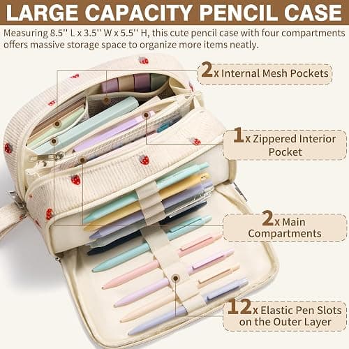62PCS Aesthetic School Supplies, Cute Back to School Supplies College Essentials Preppy Stationary Set with Large Pencil Pouch Case, Pastel Highlighters Gel Pens Mechanical Pencils for Student Girls thumbnail 4