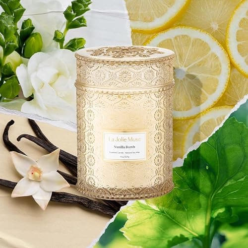 LA JOLIE MUSE Vanilla Bomb Candle| Vanilla, Lemon Zest & Patchouli |19 oz Large Wooden Wick | Natural Soy Wax | 90 Hours Clean Burn | Gift-Ready for Hosts | Seasonal Home Décor thumbnail 3