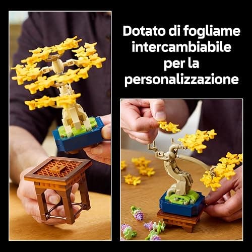 LEGO Botanicals Mini Bonsai - Piante Artificiali di Gingko, Pino Nero, Glicine e 2 Espositori - Kit di Modellismo Fai Da Te - Decorazione per la Casa - Idea Regalo per Adulti - 10373 thumbnail 6