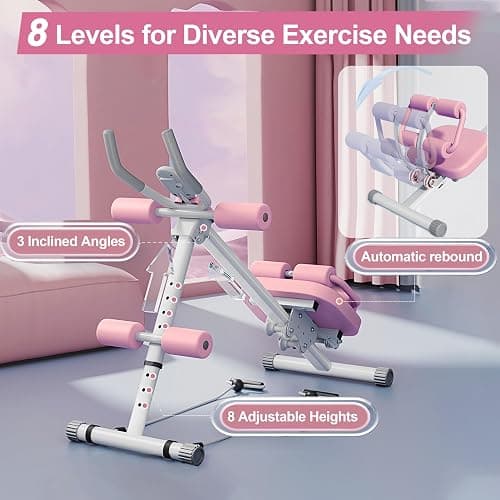 EPHESPORT Multifunctional Ab Machine, Adjustable Ab Workout Equipment, Ab ＆ Sit Up Machine for Stomach Workout, Foldable Abdominal Trainer With Knee and Back Protection, Full Body Workout for Home Gym thumbnail 3