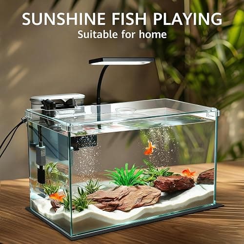 Vimvins 10 Gallon Glass Small Fish Tank with Filter Light and Lid, Aquarium Starter Kit thumbnail 2