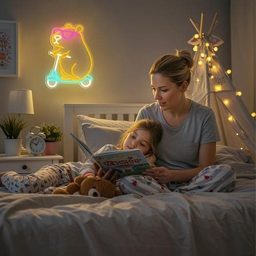 Capybara Neon Sign Animal Shape Led Capybara Neon Light for Wall Decor Dimmable Led Light Neon Sign for Children's Room Party Decor Birthday Gift for Kids thumbnail 6