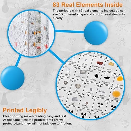 UKKROA - Periodic Table with Real Elements Inside - 83 Kinds of Real Elements & Acrylic Display Stand, for Science Lovers, Students Chemistry Chart Tools, Gifts and Crafts Decoration (5.9" x 4.5") thumbnail 4