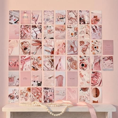 Volumoon 50 PCS Pink Aesthetic Wall Collage Kit, Vintage Trendy Coquette Posters, Cute Collage Picture Set, Clean Girl Room Decor for Teen Girls Bedroom Dorm Wall Art thumbnail 9