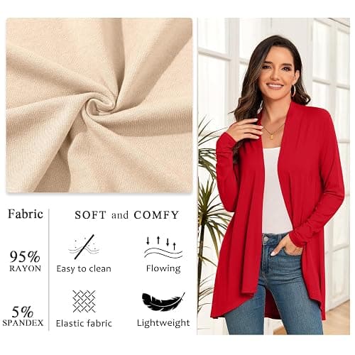 Anymiss Womens Long Cardigan Lightweight Flowing Hem Knit Jackets S-2XL thumbnail 2