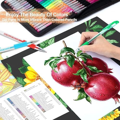 Glitter Gel Pens, 160 Pack Glitter Pen with Case for Adults Coloring Books | Artist Colored Gel Markers with 40% More Ink for Drawing Scraobooking Writing Doodling thumbnail 4