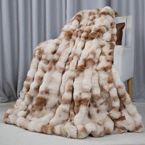 Luxury Double-Sided 3D Bubble Faux Fur Throw Blanket, Ultra Plush & Fluffy, Camel Cozy Blanket for Couch, Sofa, Bed - Soft Gift for Women, Birthday, Christmas, Housewarming, 50"x60" - Image 1
