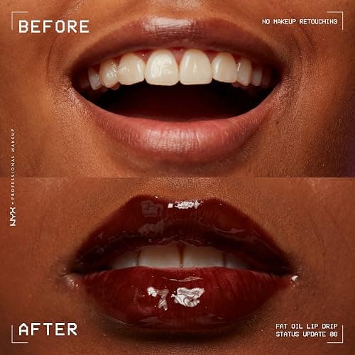 NYX PROFESSIONAL MAKEUP Fat Oil Lip Drip, Moisturizing Lip Oil Gloss, Vegan Tinted Formula, Up to 12 HR Hydration - Status Update (Rich Chocolate) thumbnail 6