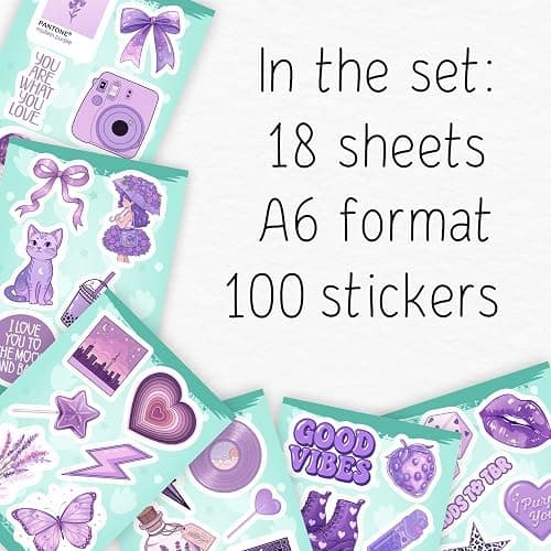 100Pcs Purple Aesthetic Stickers, Cute Girly Violet Stickers - Purple Decals for Water Bottles, Laptops - Lavender Aesthetic Stuff for Adults, Laptop Accessories thumbnail 3