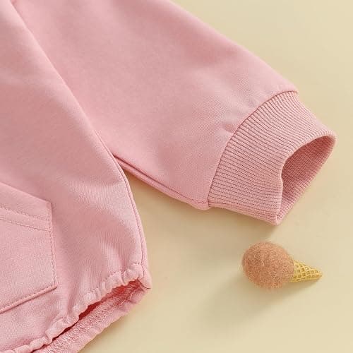 Covvoliy Newborn Baby Boy Girl Hooded Romper Long Sleeve Front Pocket Solid Color Hoodie Bodysuit Fall Winter Outfit thumbnail 7