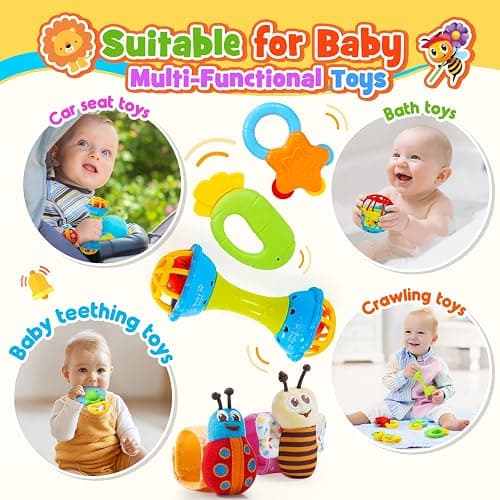 Wootoyz Baby Toys for 0 3 6 9 12 Months Rattle Toys with Storage Box,Newborn Toys for 0-12 Months Infant Toys Wrist Socks Set 0-6 Months Baby Teething Sensory Toys for Babies 6-18 Months Newborn Gift thumbnail 6