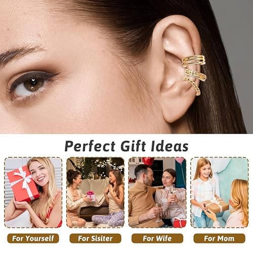 Nogeqi 12 Pcs Gold Ear Cuffs for Women Non Piercing Adjustable Fake Ear Piercings, Clip on Cartilage Earring Gold Earring Cuffs Non Pierced Cuff Earrings for Women Fake Earrings Jewelry thumbnail 5