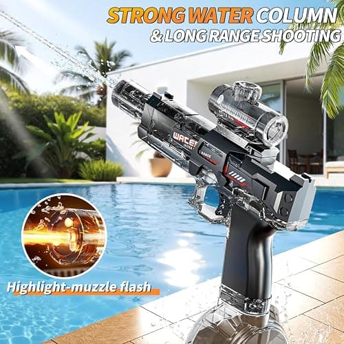 ZDRKWSM 2 Pack Electric Water Guns for Kids, Water Blaster Squirt Guns with Flashing Muzzle,Range up to 32ft, Summer Outdoor Beach Swimming Pool Party Toys, Gift for Kids Age 8 9 10 11 12 Years Old thumbnail 4