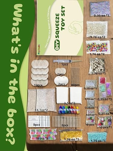 DIY Stress Ball Making Kit-Easy DIY- 16 TPR Skins, 16 Fillers, 28 oz Slime, 7 oz Clay, Create ASMR Anxiety Relief Toys, Handmade Squishy Stress Balls, Self-Care Gifts for Women, Crunchy Relaxing thumbnail 6