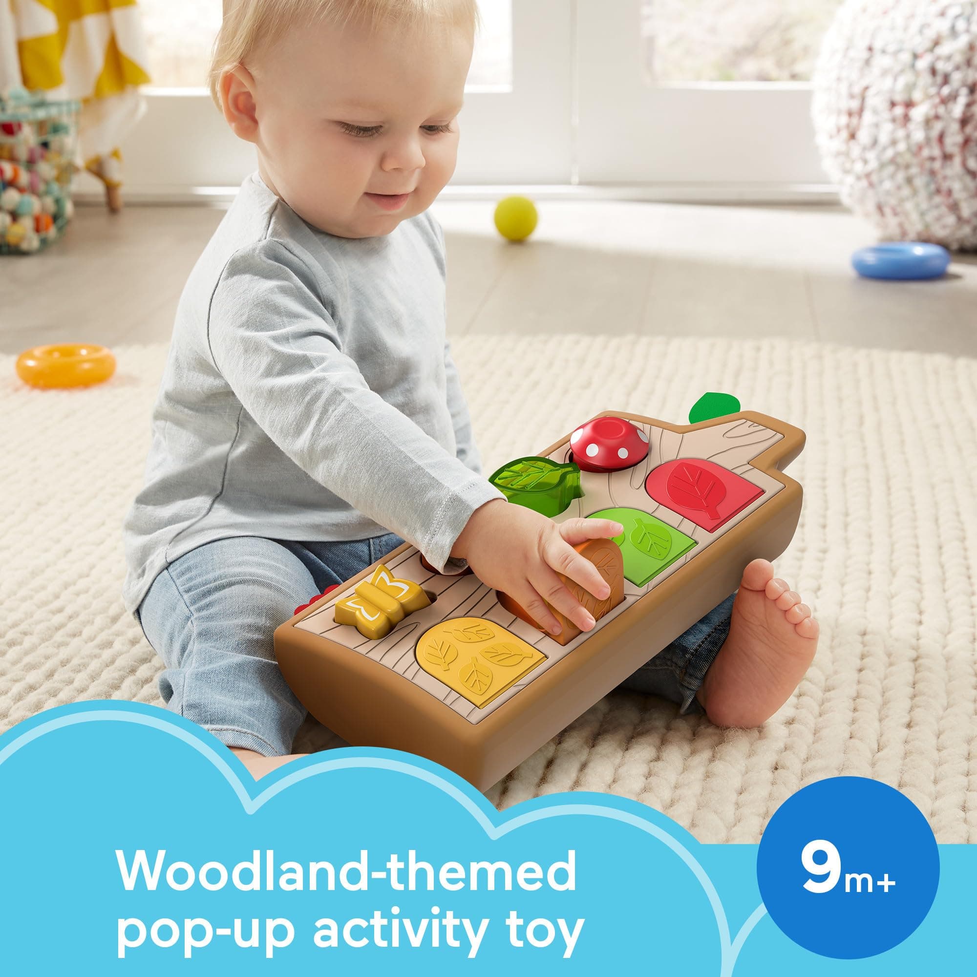 Fisher-Price Baby Toy Hide & Peek Pop-Up Animal-Themed Sensory Activity with Wood Accents & Sounds for Ages 9+ Months thumbnail 2