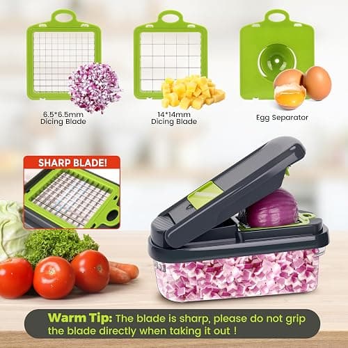 Yusshn Vegetable Chopper,12-in-1 Multifunctional Food Chopper,Professional Onion Chopper with 7 Blades,Vegetable Cutter with Container for Salad,Potato,Carrot,and Garlic; Essential Kitchen Tool(Grey) thumbnail 4