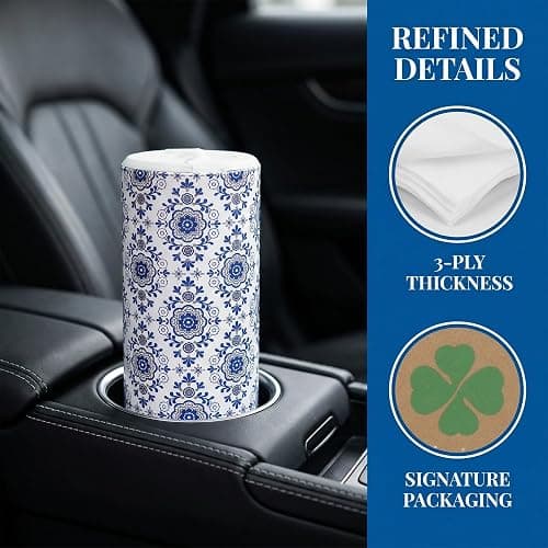 Car Tissue Holder,Facial Tissues Bulk,Travel Tissues, 4 Tubes Tissues with Lotion, Round Tissue Box for Car tissues Cylinder(200 Sheets,3-ply) thumbnail 8
