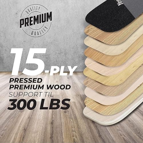 Yes4All Balance Board Trainer Wooden with Adjustable Stoppers, Balance Roller Boards - 3 Different Distance Options, Hockey Balance Board for Surfing Training thumbnail 2