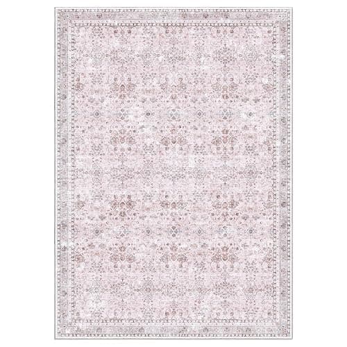 Sasttie 5x7 Area Rugs, Ultra-Soft Washable Rug, Low Pile Foldable Thin Carpets with Non-Slip Backing, Skin-Friendly Stain Resistant Carpet for Living Room, Bedroom, Kitchen, Dorm, 5x7, Pink thumbnail 9
